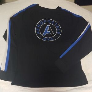Aeropostale Graphic Textured Quilted Black and Blue Logo Long Sleeve Tee  Econd.